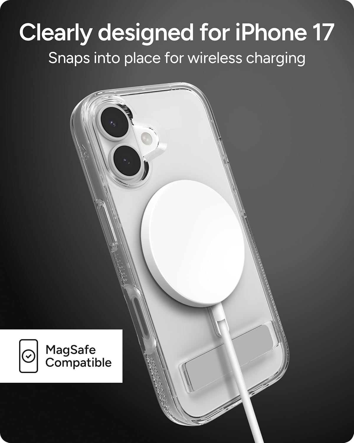 ZAGG Crystal Palace Case with Kickstand for iPhone 17 - Clear, Drop Protection (13ft/4m), MagSafe Charging Compatible, ClearGuard Anti-Yellowing Technology, Scratch Resistant Phone Case - Image 8