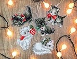 Wizardi Counted Cross Stitch Kit LetiStitch Christmas Kittens Toys Leti987