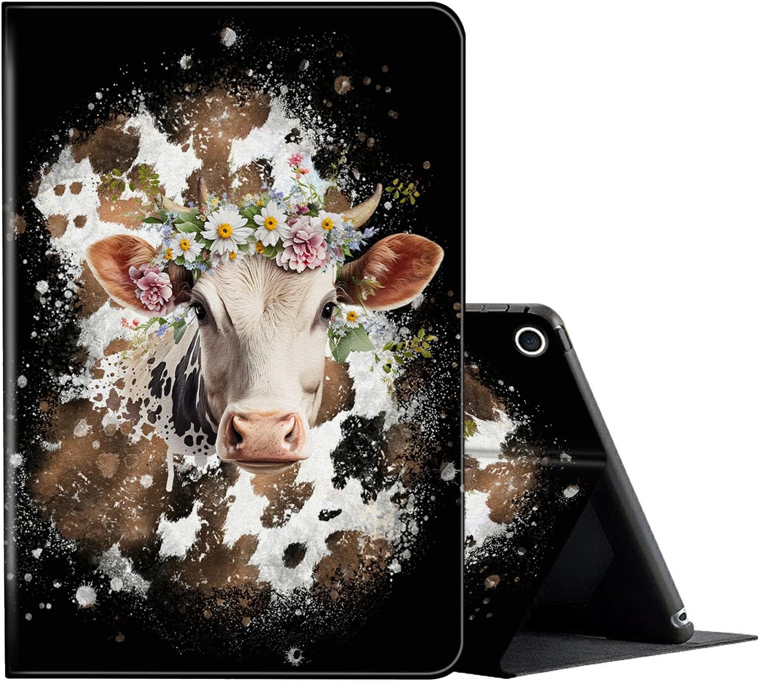 Case for All Amazon Kindle Fire 7 Tablet (9th/7th/5th Generation, 2019/2017/2015 Version), Multi-Angle Anti Slide Folio Stand Smart Cover for Amazon Kindle Fire 7 inch- Dandelion Floral