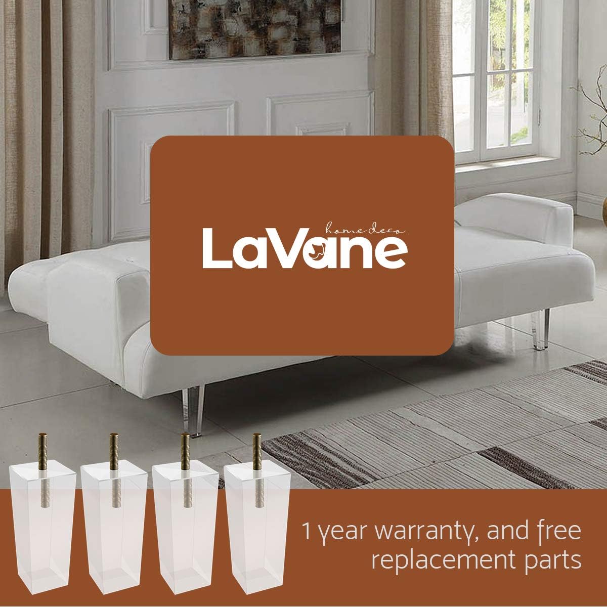 🛒 Crazy Deals 6 inch / 15cm Acrylic Furniture Legs, La Vane 4PCS Pyramid Clear Glass DIY M8 Replacement Furniture Feet with Pre-Drilled 5/16 Inch Bolt & Mounting Plate & Screws for Bookcase Table Cabinet