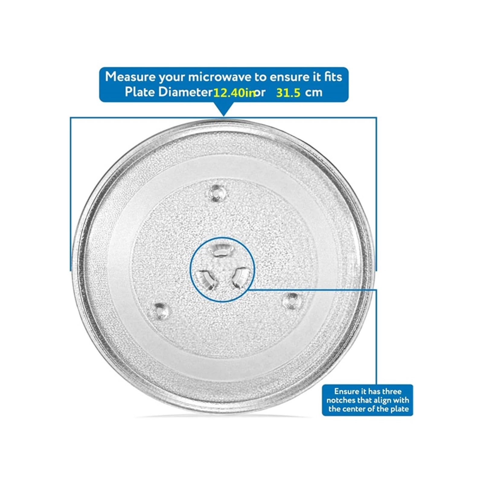 Placa De Vidrio For Microondas De 12,4 Pulgadas/31,5 Cm/placa Giratoria De Vidrio For Microondas De Repuesto For Microondas De Cocina De 23L Y 25L