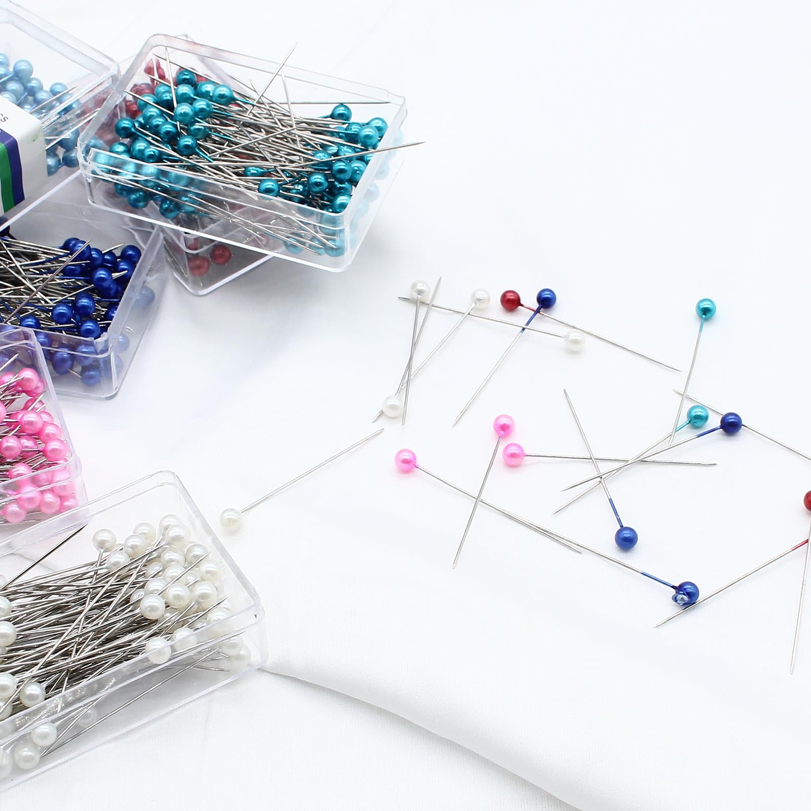 Hitefu 1200 Spilli Da Cucito Con Testa Perlata – Multicolore, In 12 Scatole, Per Tessuti E Craft