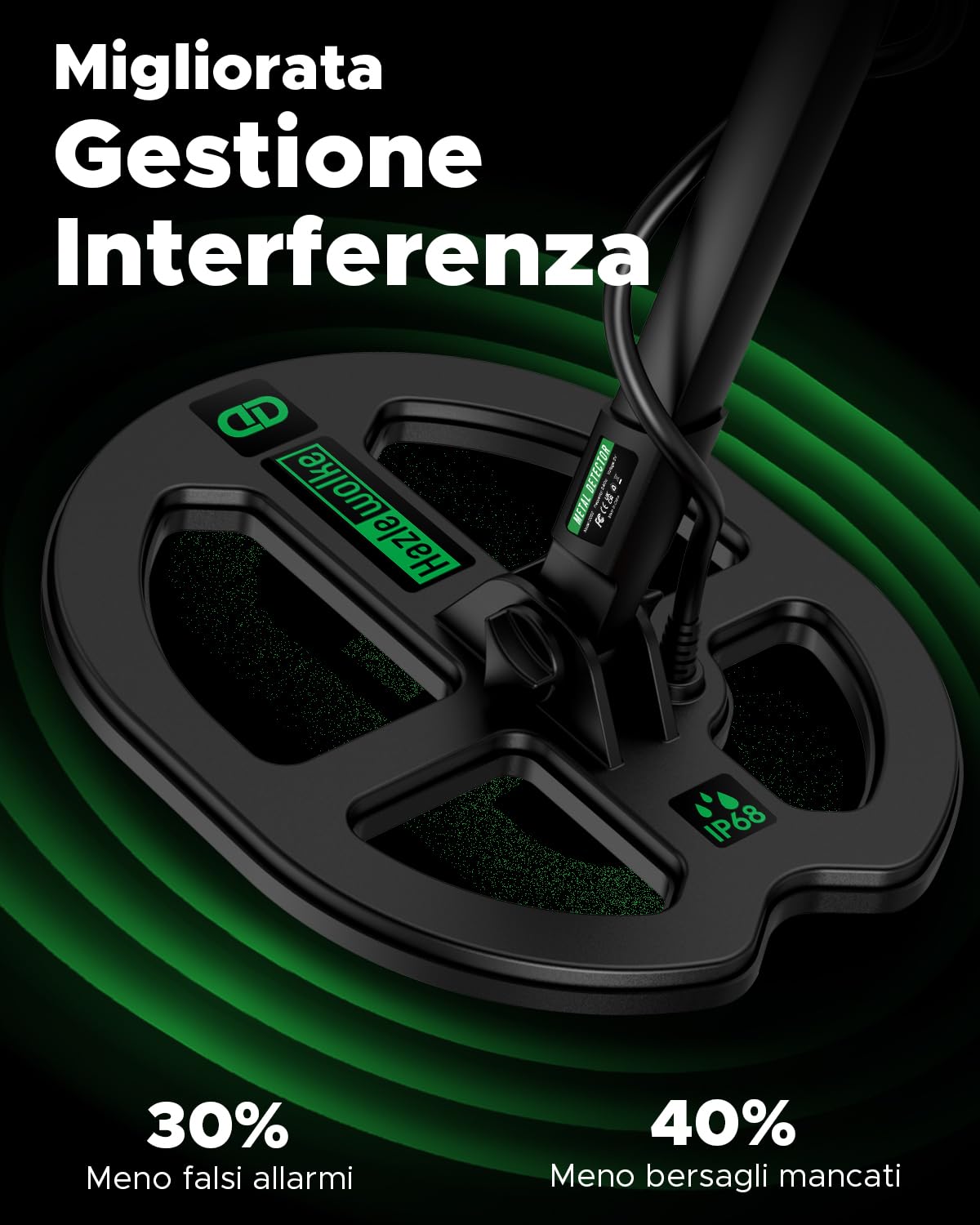120 CM MAX Profondità Massima Metal Detector Professionale Oro, Bobina Impermeabile Da 11''DD, Metaldetektor ad Alta Sensibilità, Modalità Professionale 5 con Pinpoint