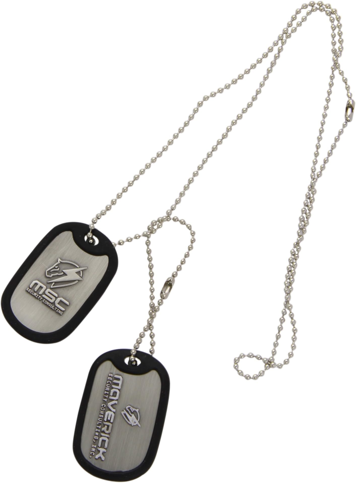 Metal Gear Solid Rising Dog Tags with Maverick Logo and Rubber Rim