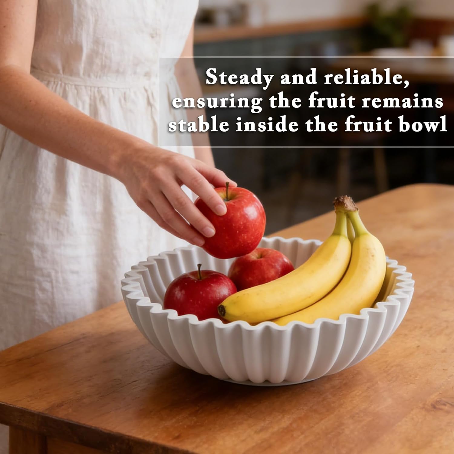 Large Decorative Bowl, 10" Concrete Decorative Fruit Bowls for Home Decor, Modern Centerpiece Coffee Table Bowl for Kitchen Counter, Catch All Key Bowl for Entryway Table, Scalloped Ruffle Decor Bowls