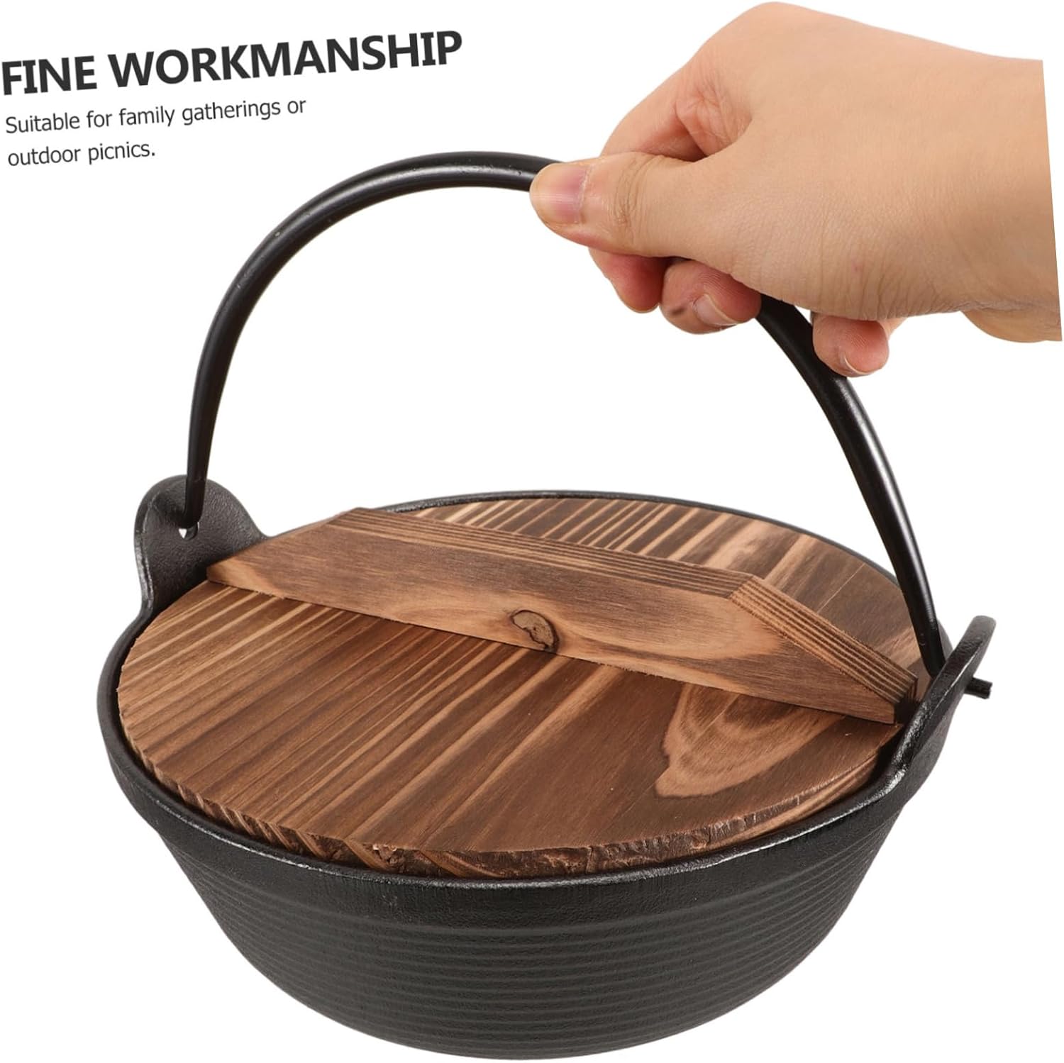 1set Japanese Cast Iron Soup Pot Outdoor Camping Cooker Hanging Design for Easy Storage for Camp Cookware and