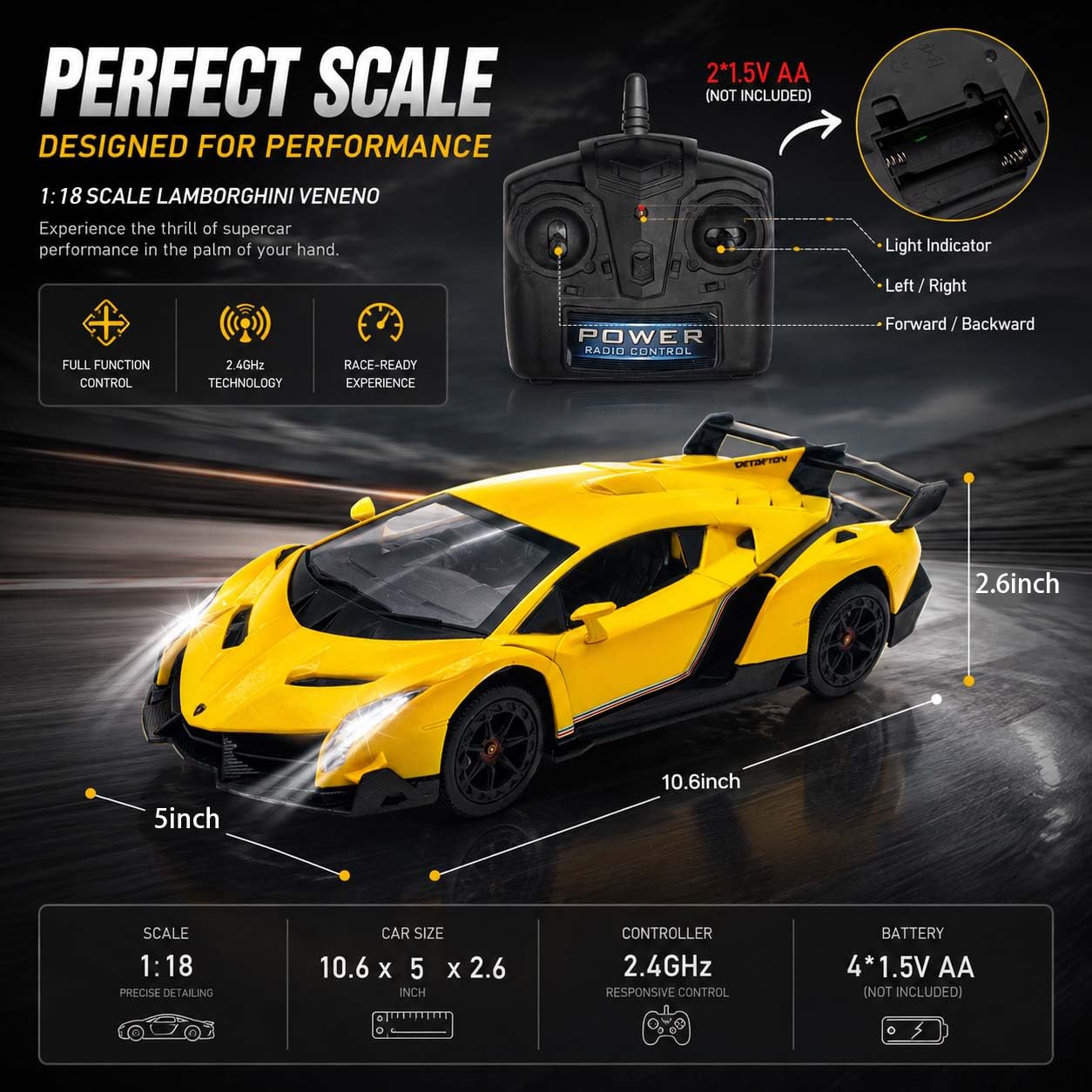 Amazon.com: LAFALA 1:18 Lamborghini Remote Control Car Licensed