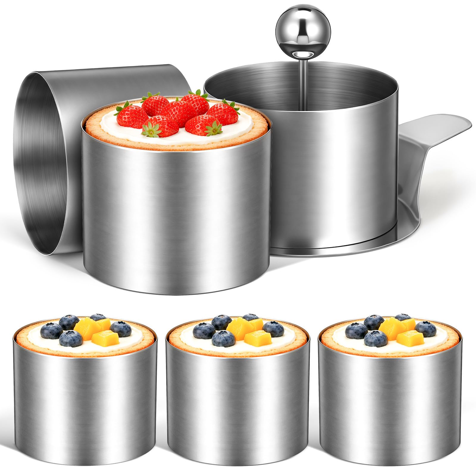FRCOLOR Molde Redondo de Acero Inoxidable para Hornear Mousse y Pasteles Pequeños, Construcción Robusta, Diseño Clásico, Adecuado para Repostería Casera y Reuniones Pequeñas