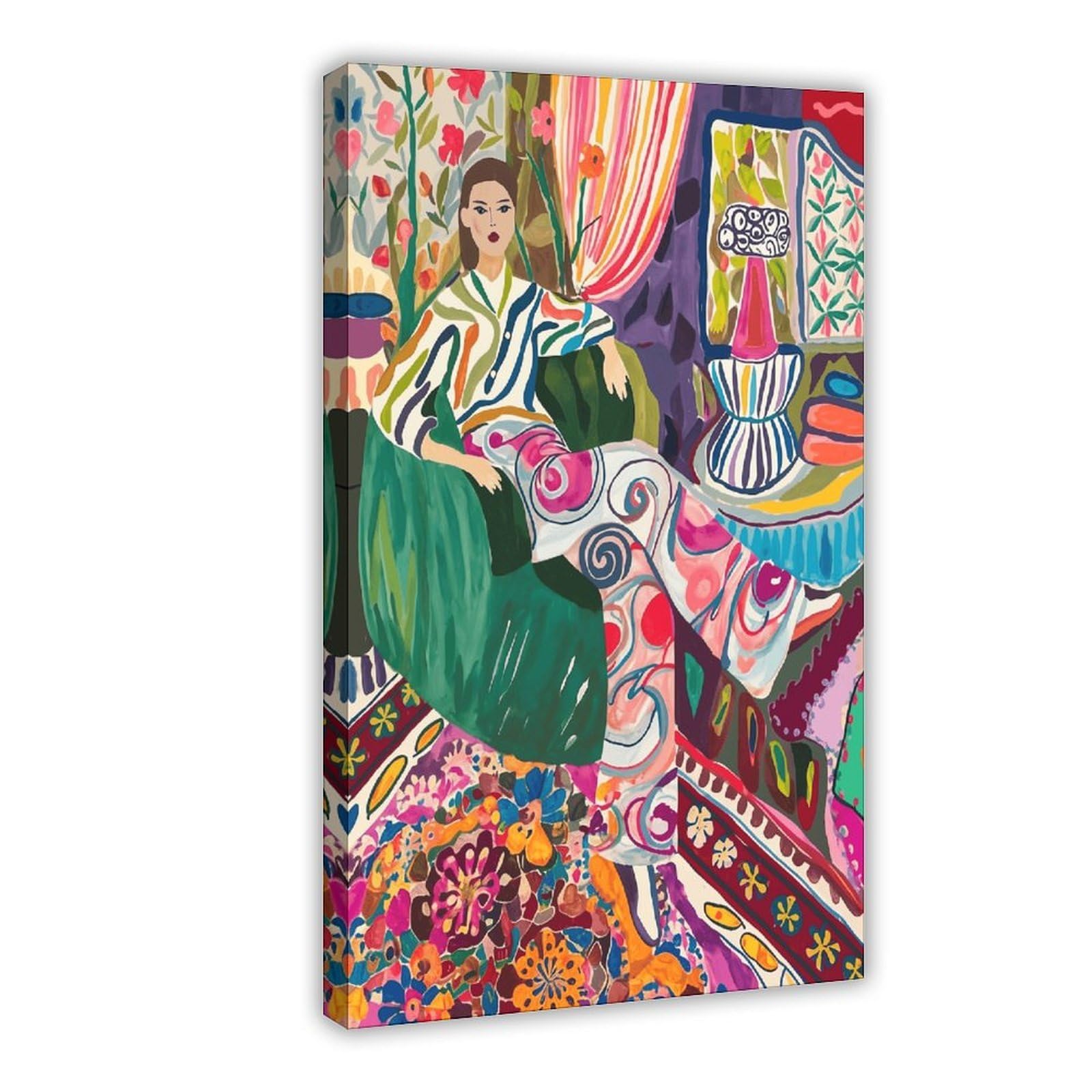 FDKLS Vibrant Floral And Swirl Patterns Poster Canvas Poster for Dorm Room Decor Gift