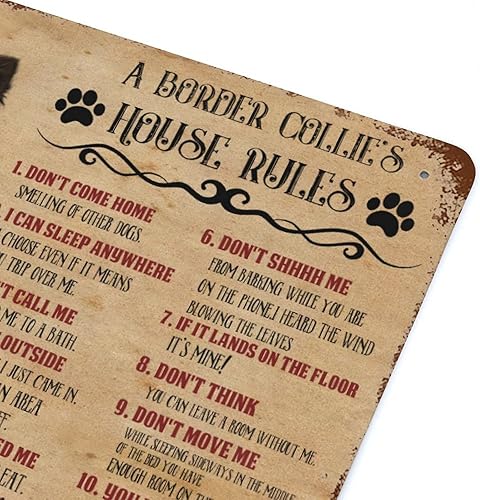 Miniatura 6 de Funny Dog Rules Metal Tin Sign A Border Collie's House Rules Wall Art Rustic Farmhouse Dog Signs With Sayings For Home Decor Gifts For Dog Lovers