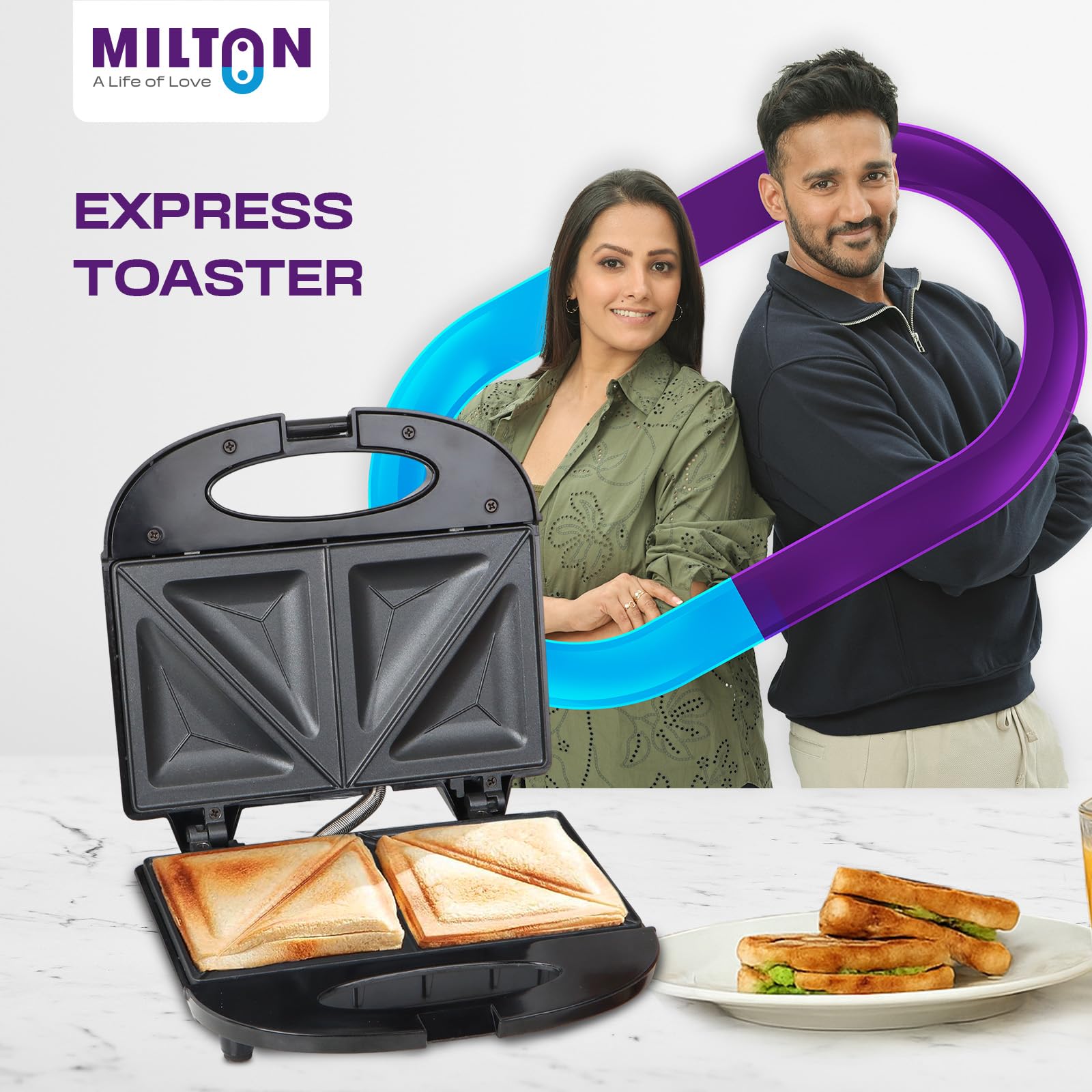 Milton Express 800w Sandwich Toaster With Durable Die Cast