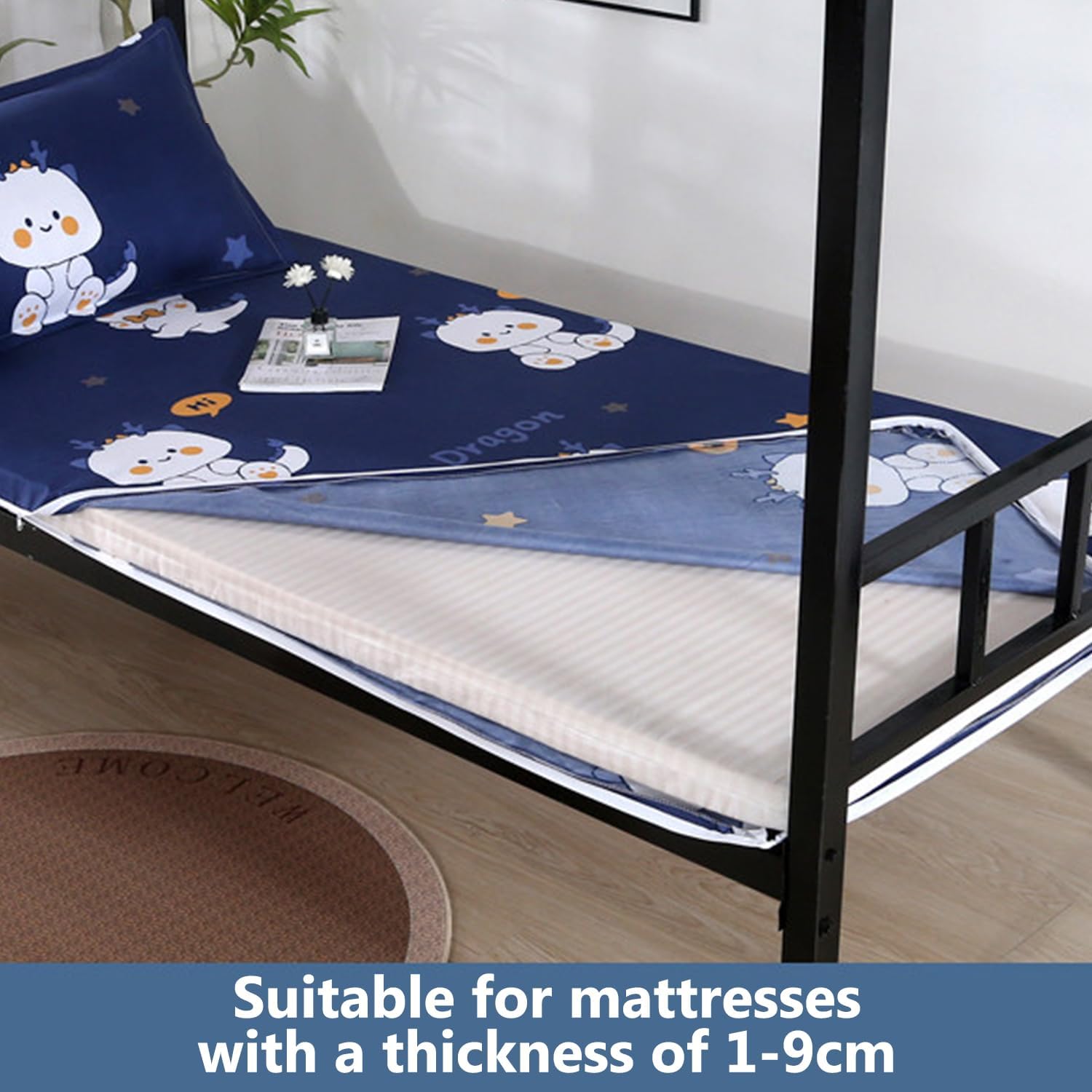 E,90x200cm,LDLCYCN Futon Floor Mattress Cover with Zipper Traditional Dustproof Floor Futon Mattress Protector Japanese Tatami Mattress Protective Cover Soft Comfort Sleeping Mat Cover