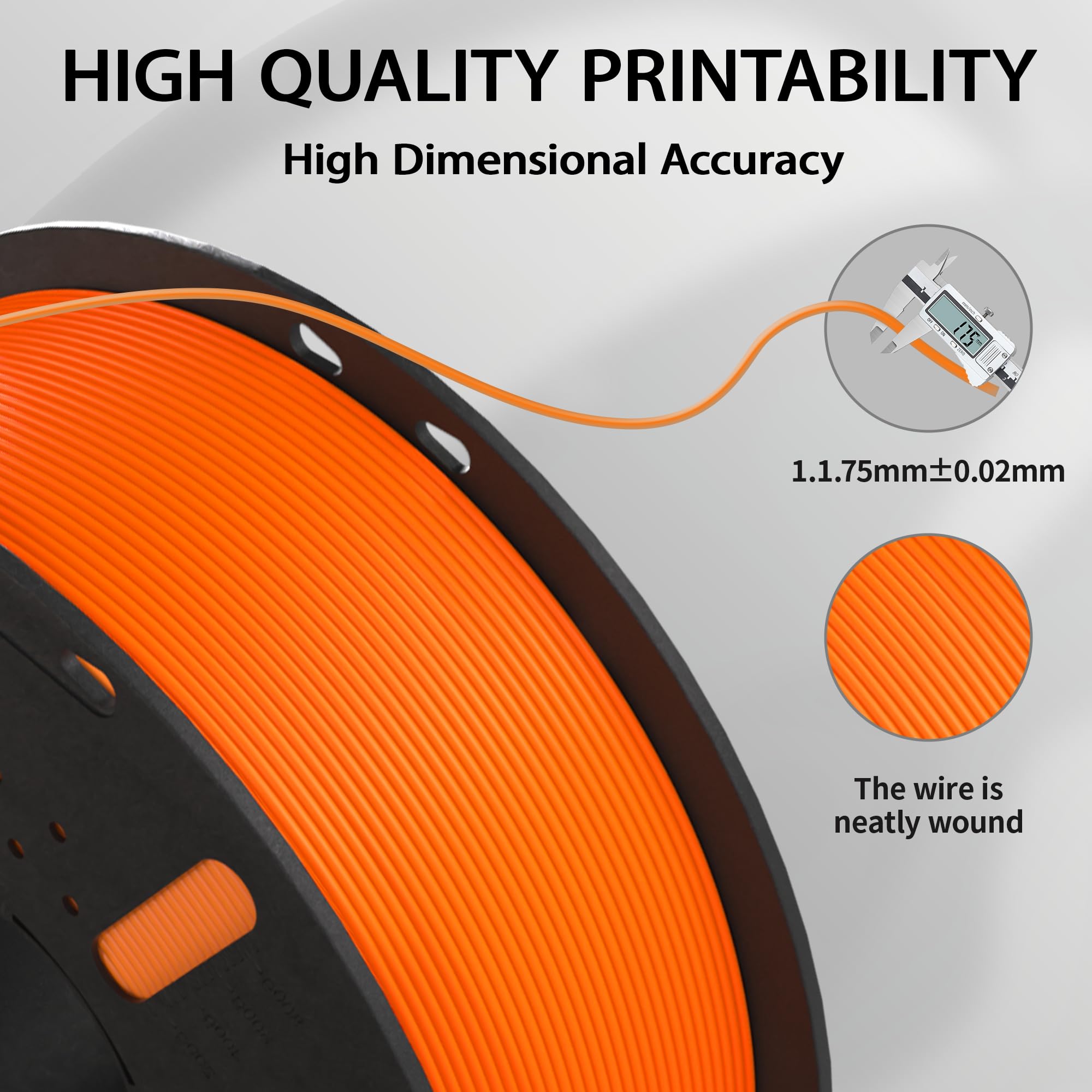 Orange PLA+ Filament 1kg - 3D Printing -3 Orange PLA+ Filament 1kg - 3D Printing -3