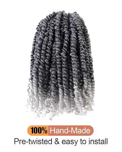 Miniatura 5 de Cabello Passion Twist, cabello trenzado de 8 pulgadas, trenzas cortas pretrenzadas de ganchillo preenrolladas, trenzas de dos hebras gigantes, 8
