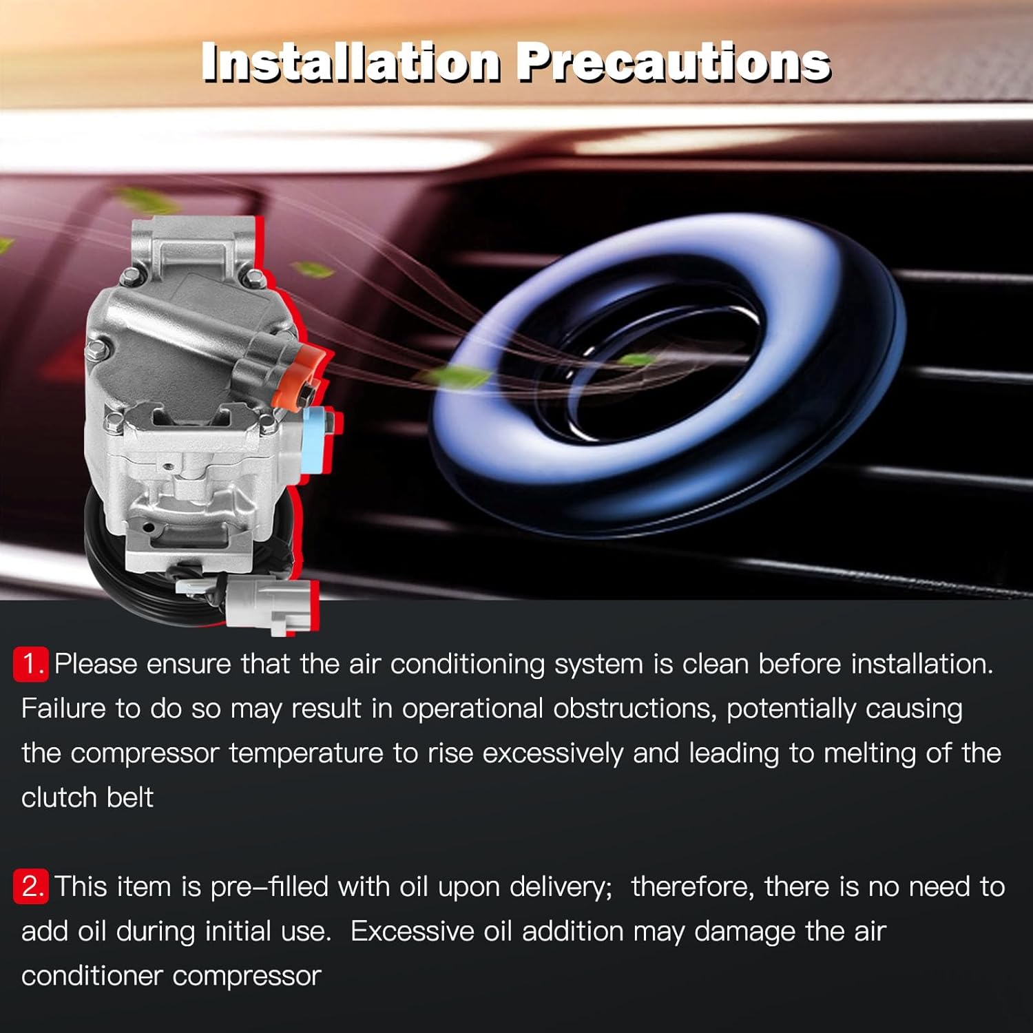 cciyu Air Conditioning Compressor for Toyota Echo Yaris 1.3L 1.5L 2000 2001 2002 2003 2004 2005 Replaces AC Compressor for Car 4 Grooves