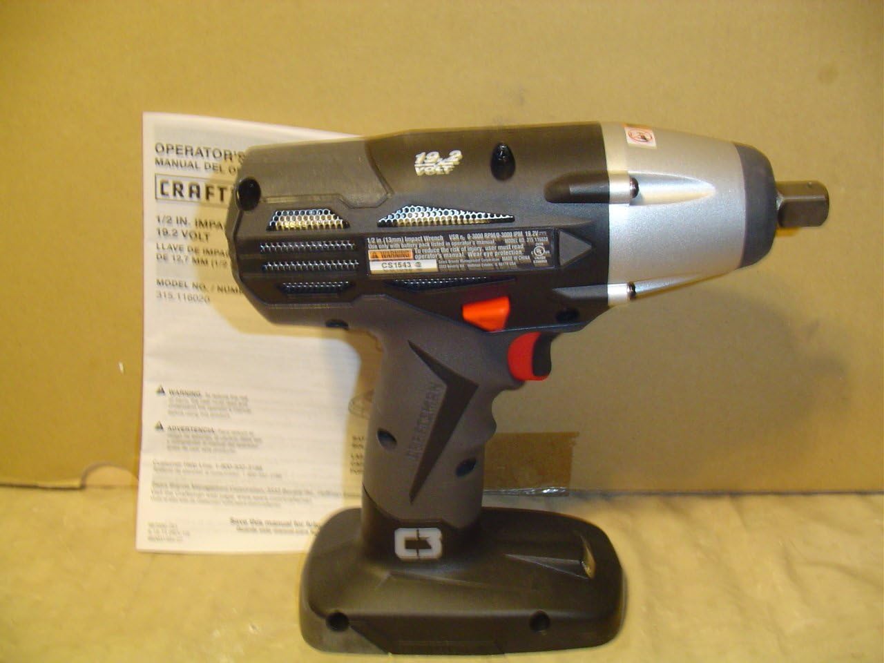 Craftsman 19.2v C3 1/2" Impact Wrench (Bulk Packaged. Battery and Charger Not Included)