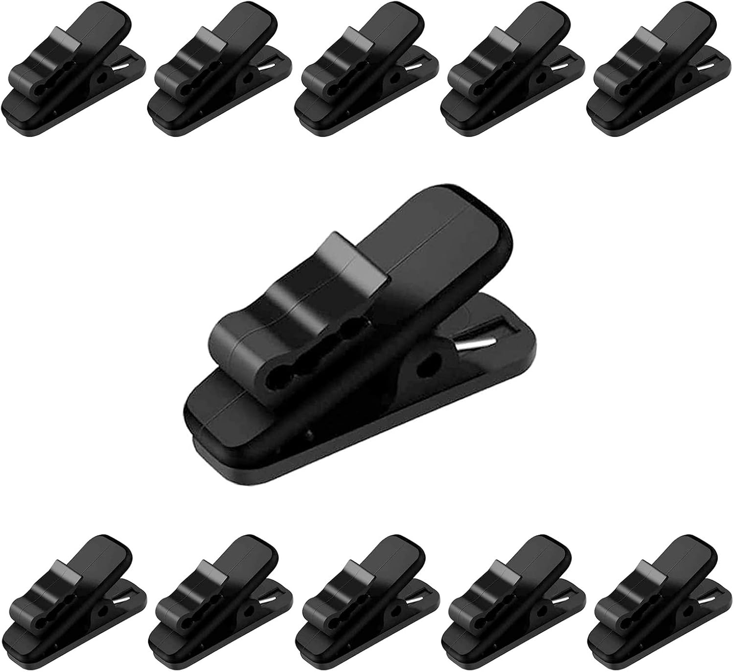 Headphone Clip, 1 Inch Mini Earbud Cord Management Earphone Cable Clip to Keep Microphone Cord in Place for 1.5mm Diameter Round Wire(10Pcs, Black)