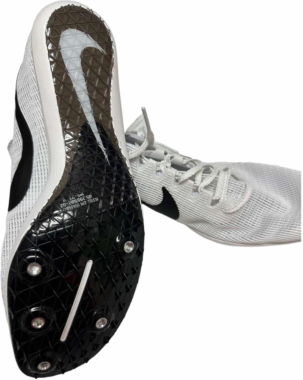 Nike Men's Zoom Mamba6 Track & Field Distance Spikes Shoes White/Metallic Silver/Black #DR2733-100 - Size Men's 8
