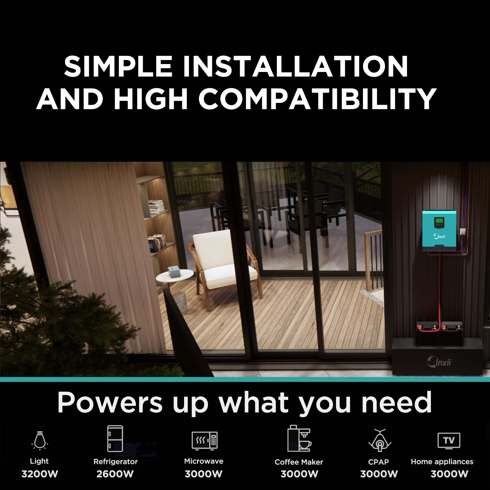 3000W Inversor Híbrido de 24V DC a 220V/230V AC, Inversor Solar de Onda Senoidal Pura Off-Grid con Controlador de Carga Solar PWM 50A, Compatible con Baterías de Plomo-ácido y Li-Ion de 24V