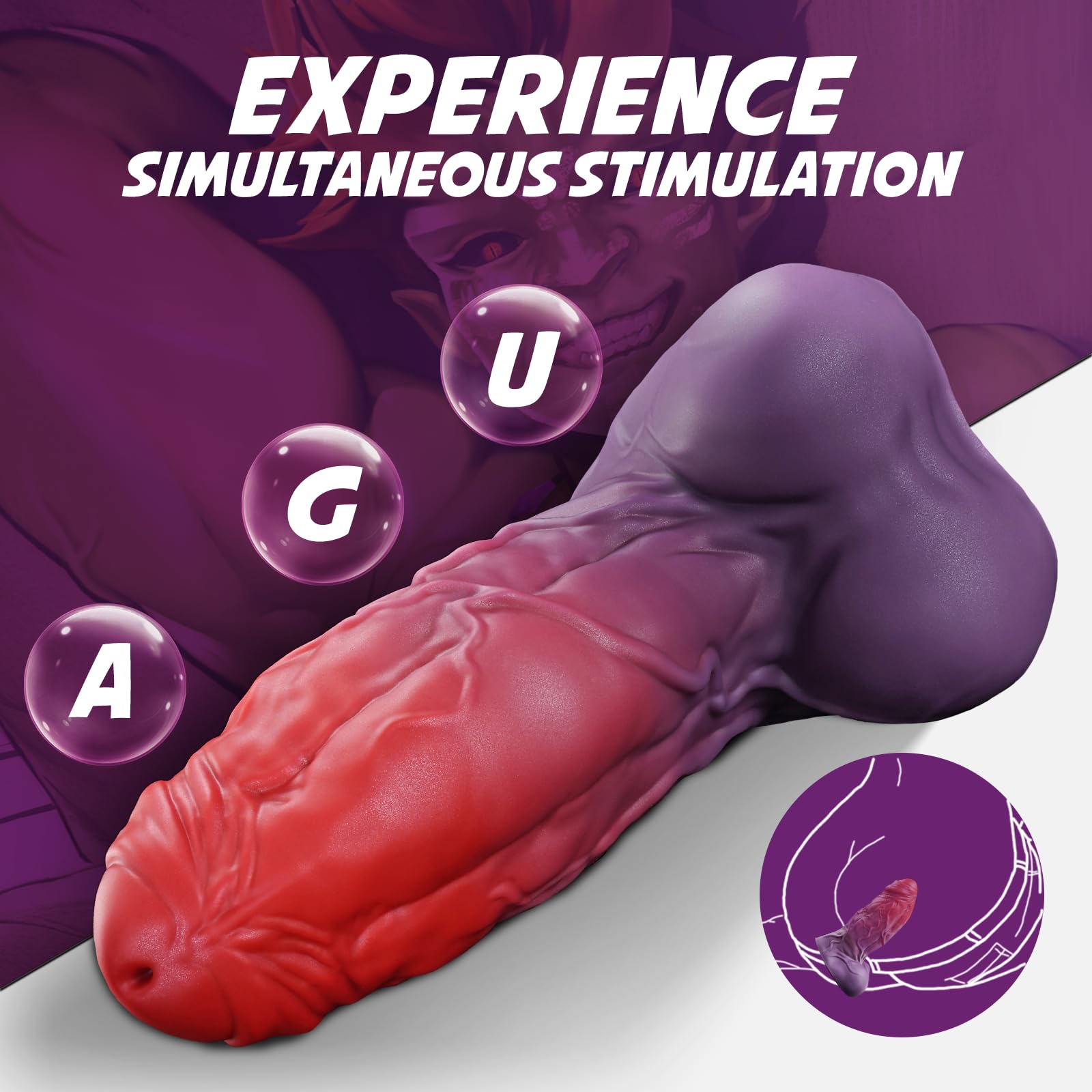 Nothosaur Banner 8.2 Inch Fantasy Dildo Luminous Realistic Monster Dildo with Friction Wave Points with Strong Suction Cup for G-Spot, Prostate, Vagina, Sex Adult Toys for Men Women and Couple: 2X-Large Berrywine