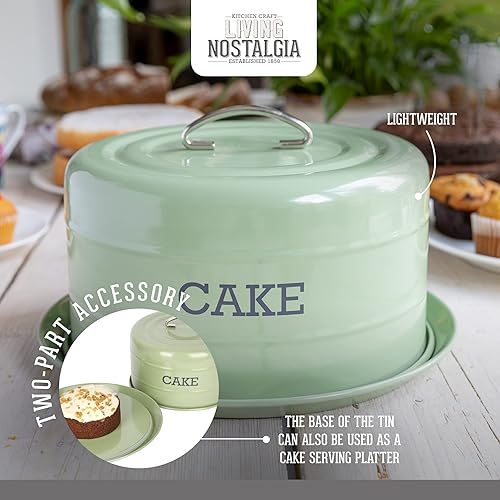 Miniatura 4 de Kitchen Craft Living Nostalgia - Caja hermética para pasteles, 11.2 x 7.1 in, color verde salvia inglesa