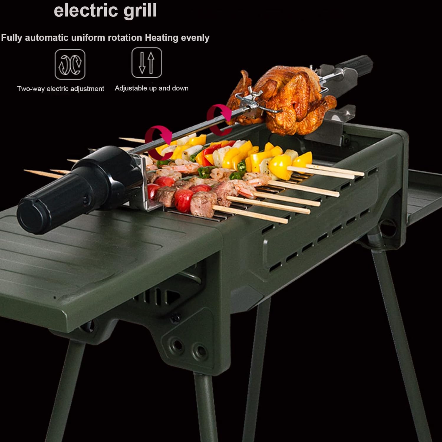 Outdoor Folding Portable BBQ Grill Home Barbecue Grill Two-Way Fully Automatic Electric Fork Camping Charcoal Barbecue
