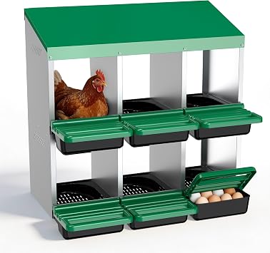 Eggluuz Chicken Nesting Box, 6 Compartments Egg Laying Nests Boxes for Hens