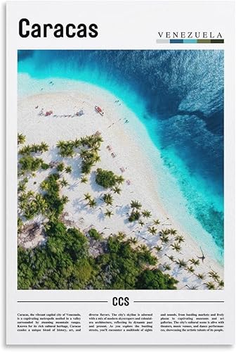 ZejaL Caracas Venezuela - Póster de viaje de paisaje de América del Sur, estética de habitación, póster de lienzo para pared, dormitorio, oficina,