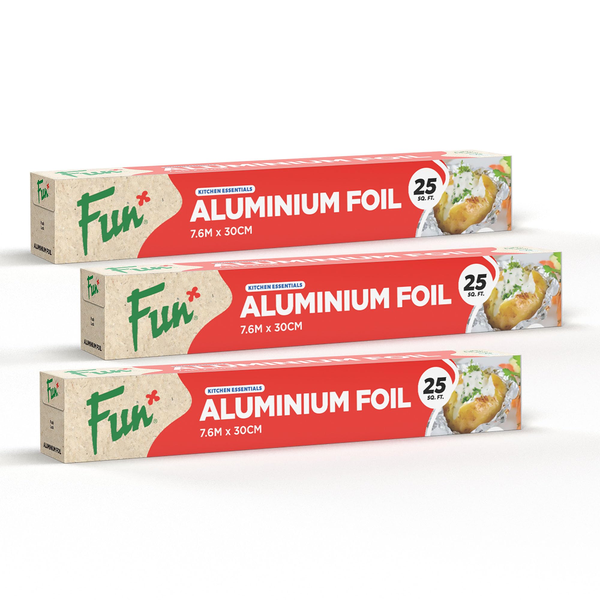 FUN BY AL BAYADER فن Promopack Aluminium Foil Roll For Food Wrap 7.6 X 30CM - 25 Sqft(Pack of 3)