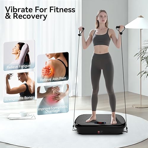 Miniatura 3 de Vibration Plate Exercise Machine Weight Loss, Whole Body Vibration Plate for Lymphatic Drainage, 180 Adjustable Speeds Vibrating Plate Fitness