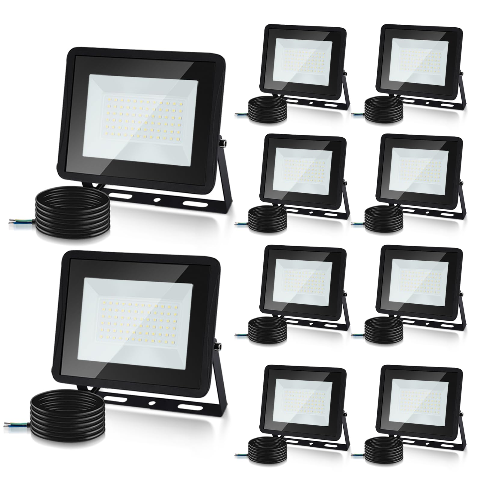 Lospitch LED Strahler, 100W Scheinwerfer Superhell 8500LM 6000K Kaltweiß Außenleuchte, Flutlicht IP66 Wasserdicht Außenstrahler für Garten, Auffahrt (Kein Stecker)