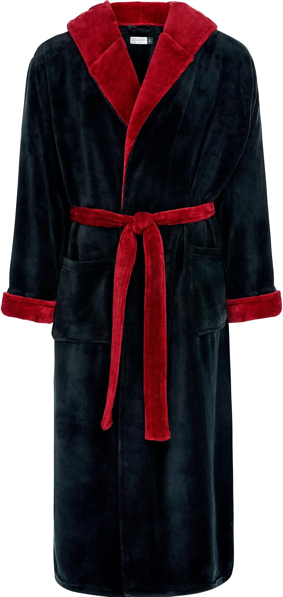 Alexander Del Rossa Mens Robe with Hood, Plush Fleece Hooded Mens Bathrobe, Big and Tall Bath Robes for Men