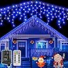 Ollny Icicle Lights for Outside 504LED 41FT, Blue Christmas Light with Remote 8Modes Timers Waterproof, Plug in Connectable Hanging Lights for Outdoor Indoor House Roof Holiday