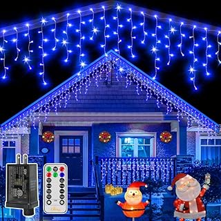 Ollny Icicle Lights for Outside 504LED 41FT, Blue Christmas Light with Remote 8Modes Timers Waterproof, Plug in Connectable Hanging Lights for Outdoor Indoor House Roof Holiday