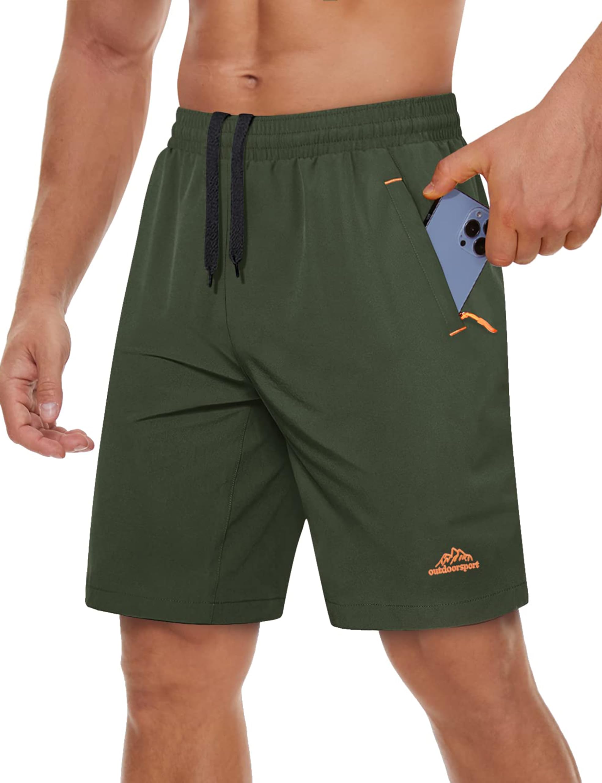 TACVASEN Men's Quick-Drying Training Shorts, Running Shorts, Breathable Sports Shorts with Zip Pockets — view 7