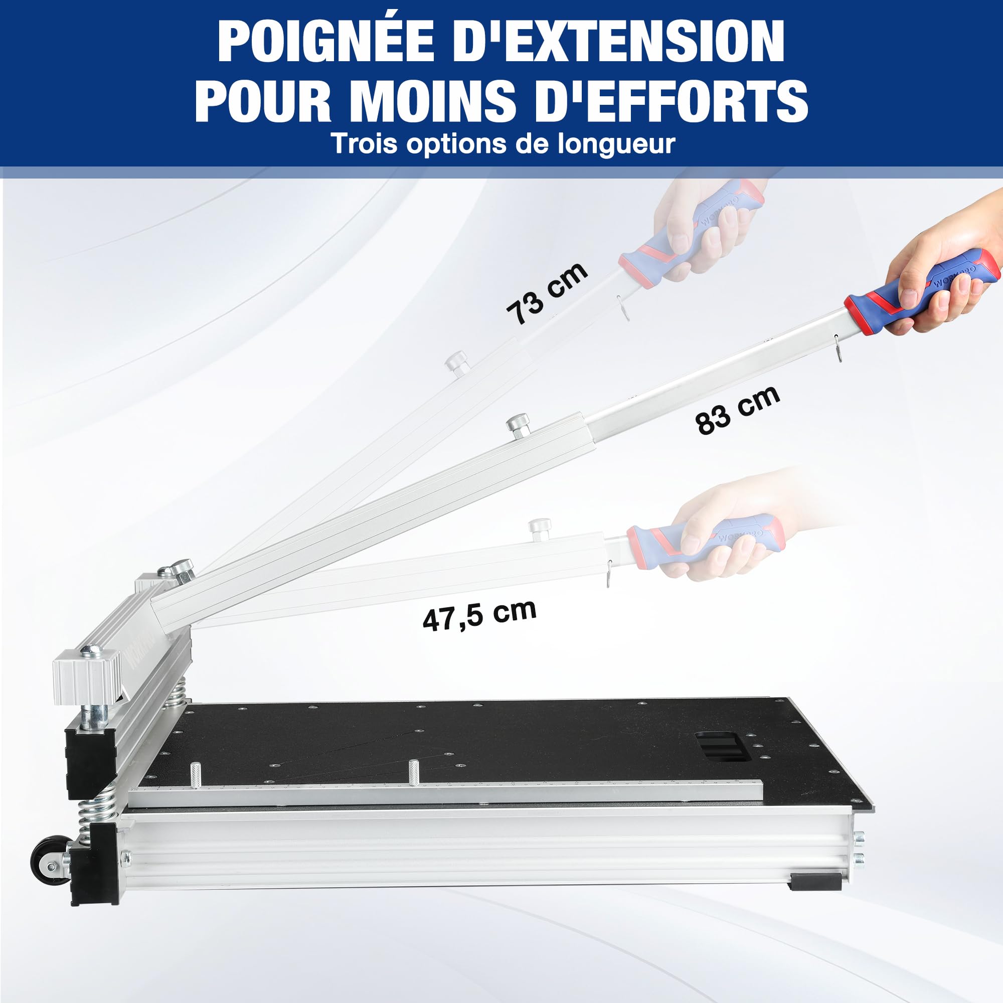 WORKPRO Coupe-Sol Stratifié avec Angle de Précision, Coupe Parquet Largeur 340 mm, Profondeur 16 mm, Alliage d'Aluminium, Idéal pour Stratifié, Vinyle, Parquet et Plancher VCT, SPC, LVP, WPC