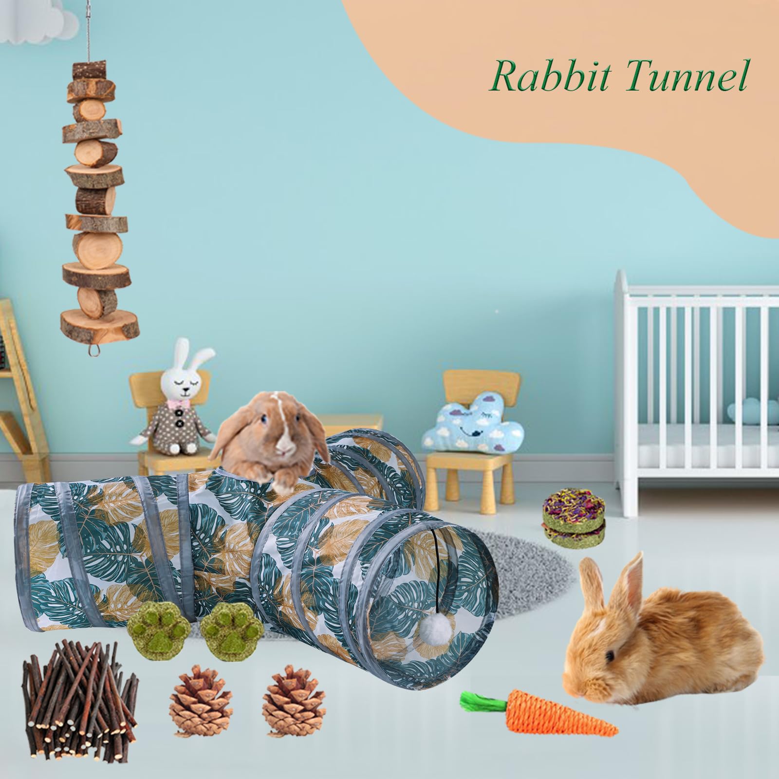 Snapklik.com : Grddaef Bunny Tunnel, Collapsible 3 Way Rabbit Tunnel ...