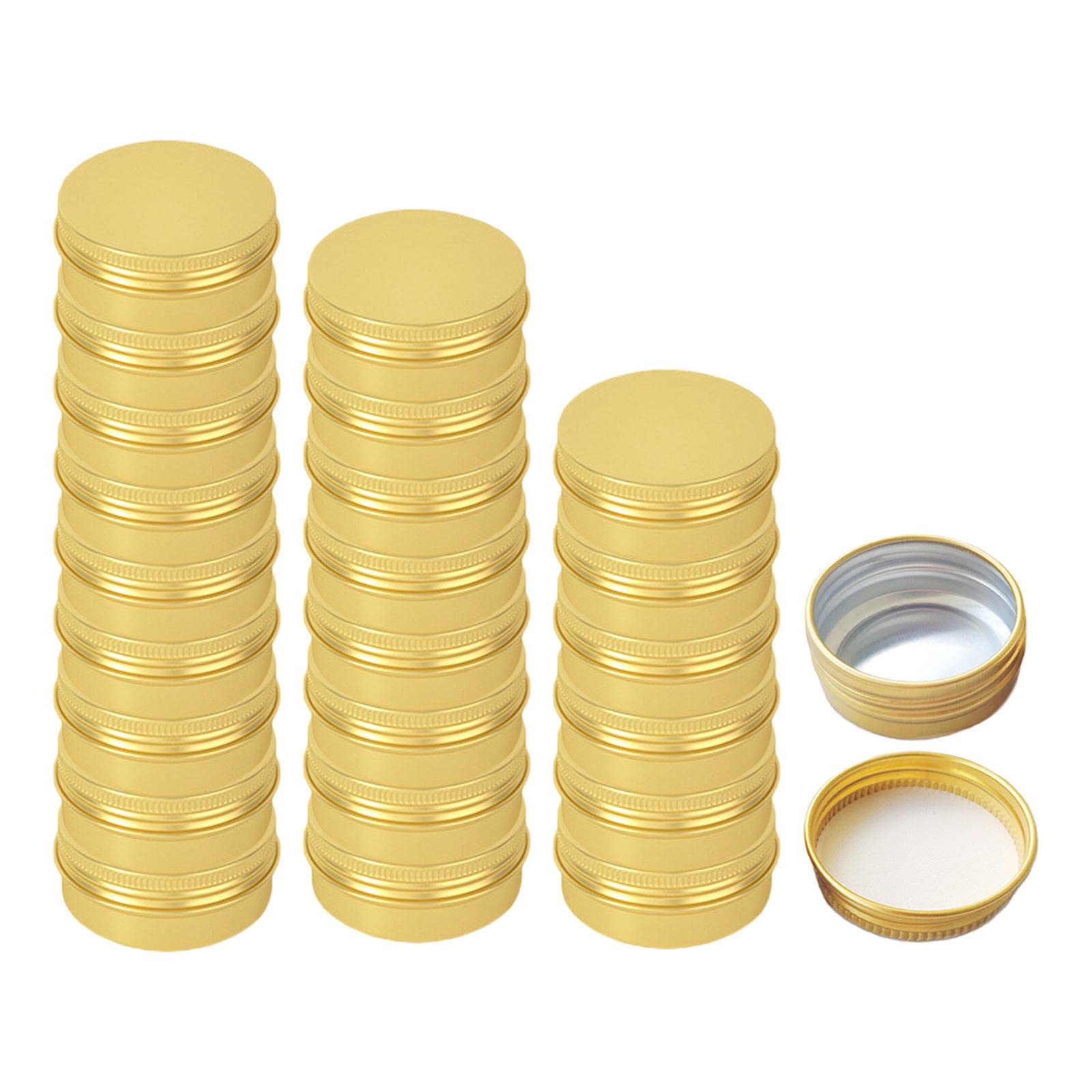 JAZZY PEARLS 24x 15ml Empty Tin Cans Screw Top Round Aluminum Containers for Lip Balm-image-31