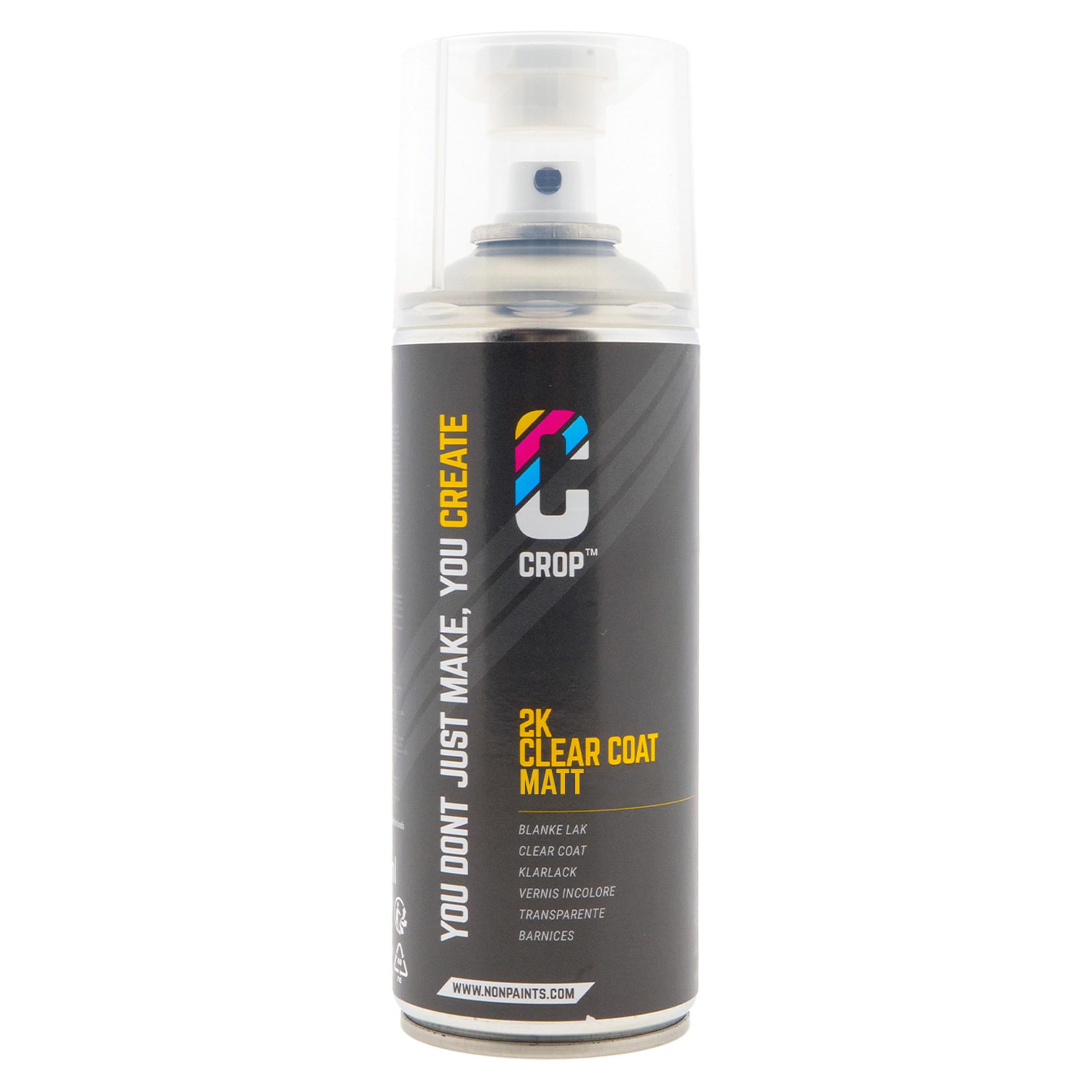 CROP Vernis transparent 2K en bombe - Mat - Finition professionnelle résistante aux rayures pour carrosserie & jantes - 400 ML - Séchage rapide & facile à appliquer
