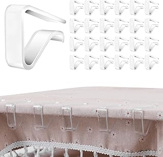 24 Pieces Clear Tablecloth Clips, Durable Plastic Table Cover Holders, Windproof Transparent Clamps for Securing Tablecloths Indoor Outdoor Party, Wedding, Christmas Event, Picnic, Camping (24, Large)
