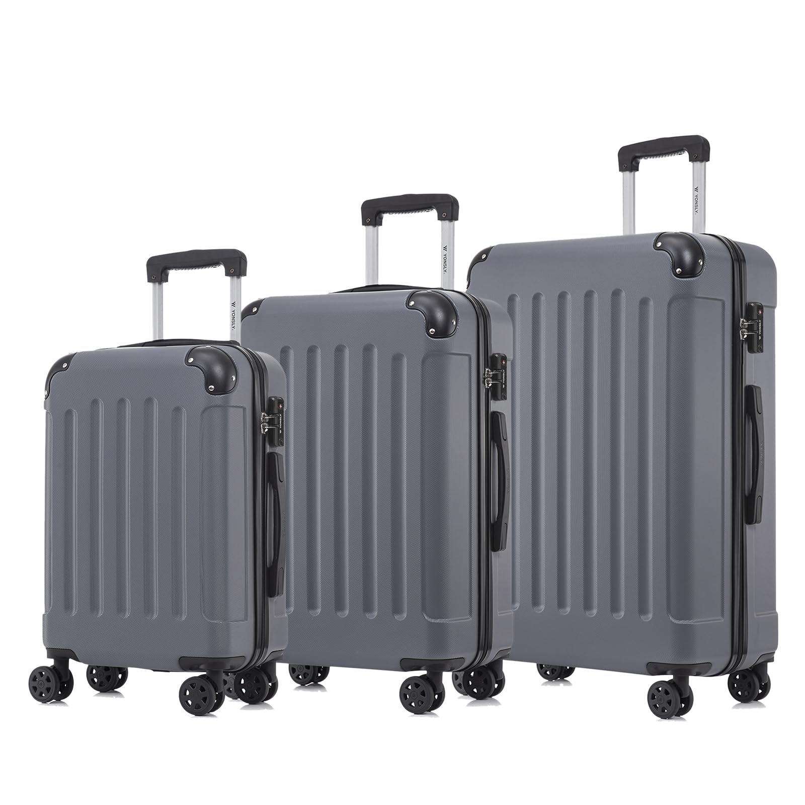 yonsly Koffer Suitcase, Trolley Reisekoffer, Rollkoffer Handgepäck mit 4 Rollen 360°, ABS Hartschalen, Sicherheitsschloss, Weicher Gummigriff, 210D-Futter
