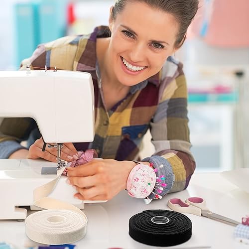 Miniatura 5 de 2 rollos20 yardas, correas de algodón de 1 pulgada para decoración de manualidades, cinta de costura pesada, bolsas de envoltura para el hogar,