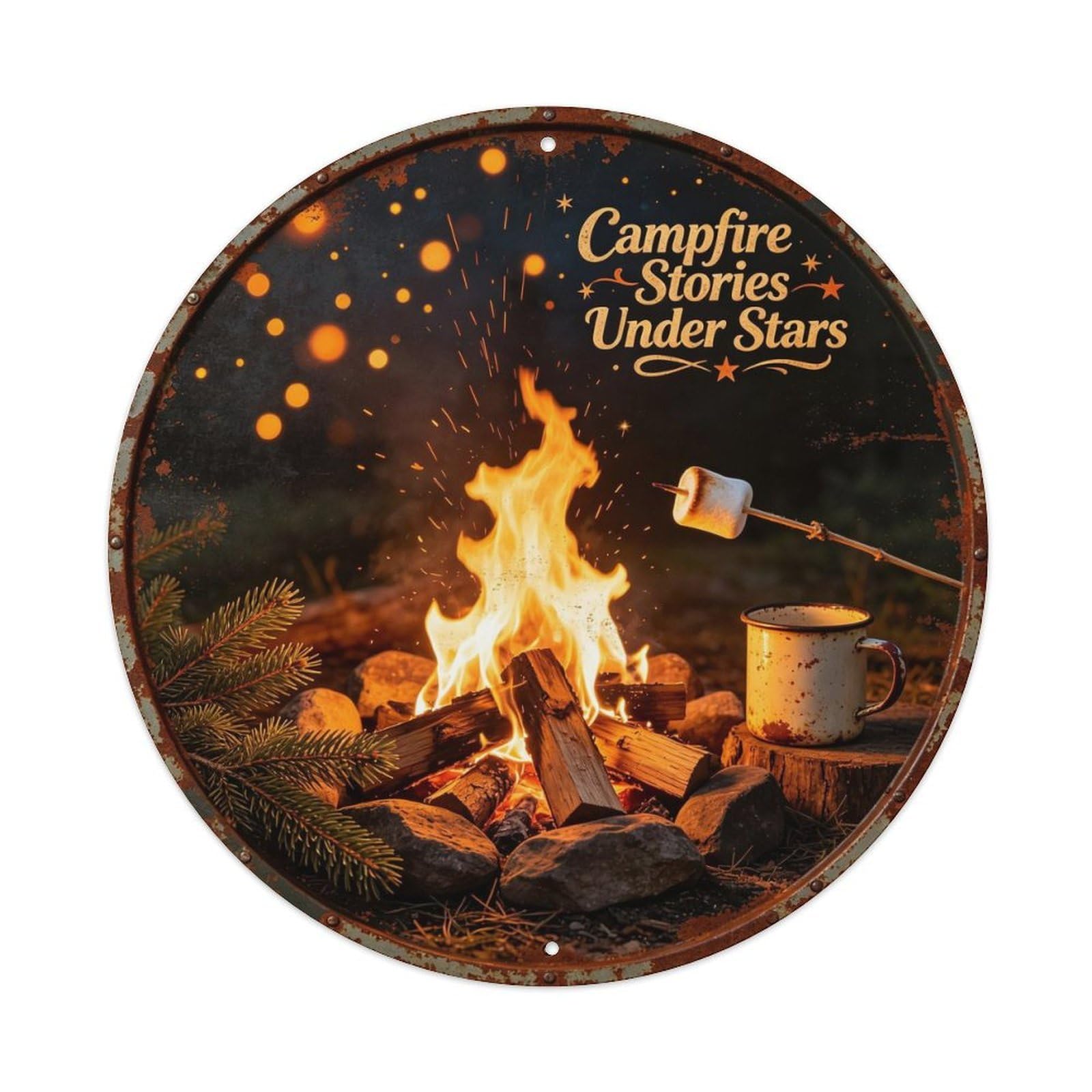 Campfire Stories Under Stars Metal Tin Sign Plaque