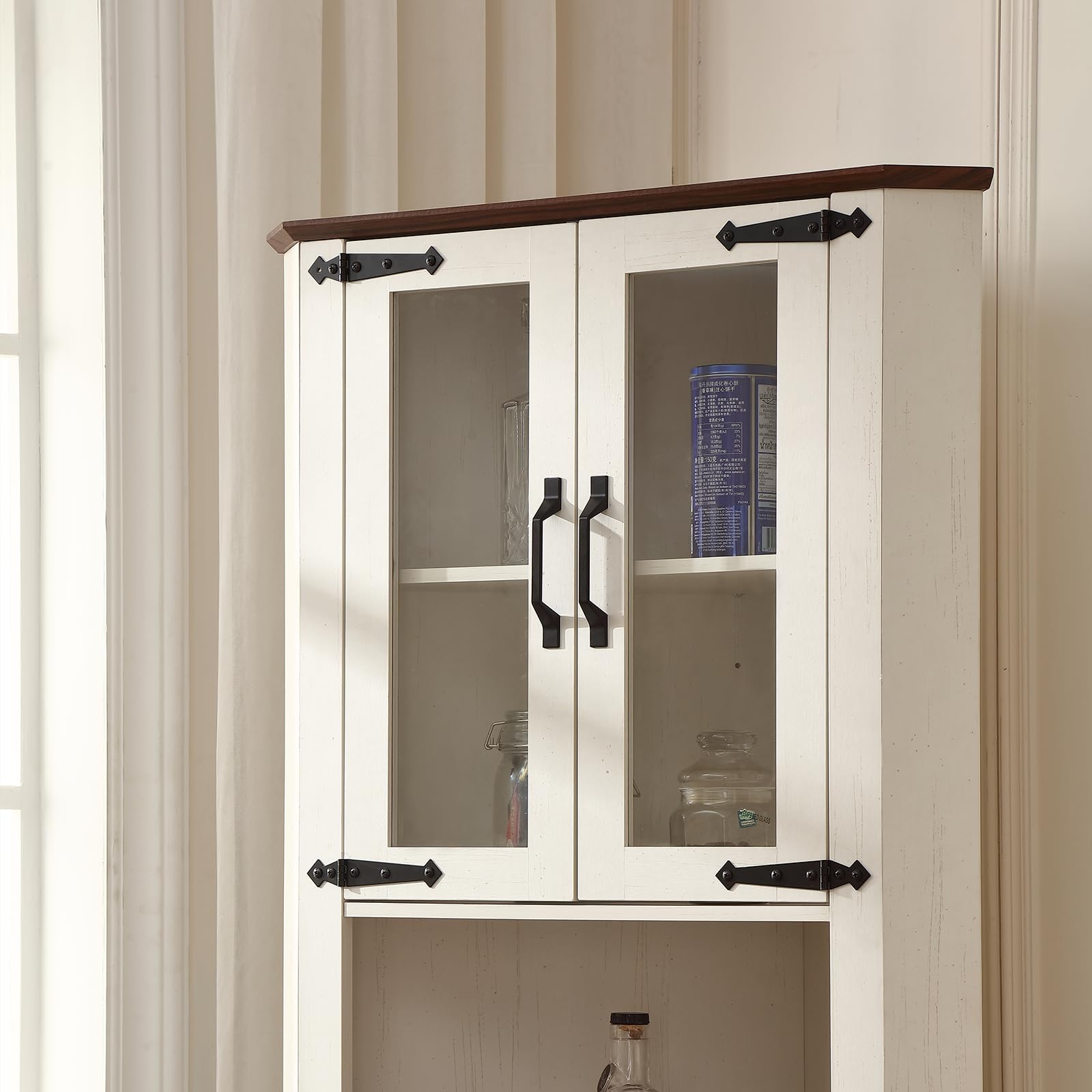 FOREST GRAVITY Mobile angolare alto Sottile Corner Cabinet Soggiorno Contenitore per la sala da pranzo Mobile Bagno Stretto con Cassetto Ripiani Regolabili 50 * 9 * 173 cm Bianco
