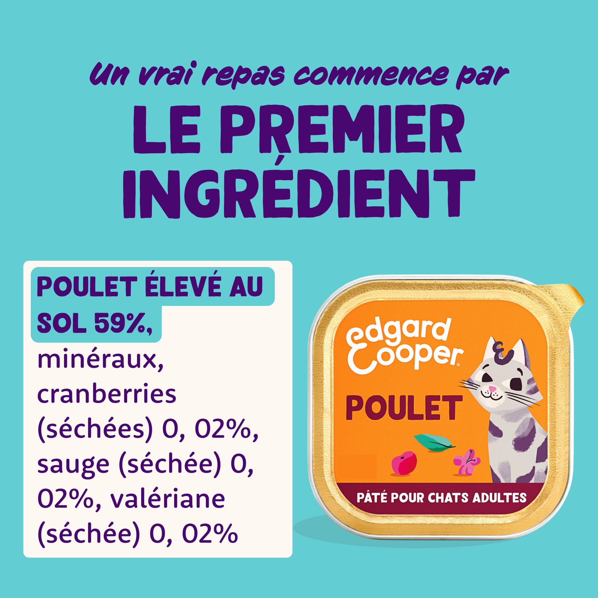 Edgard & Cooper Pâtée Pour Chat Adulte Stérilisé, Poulet 16 x 85g, Nourriture humide Sans Céréales Ingrédients naturels, Riche en protéines, Sans sucres ajoutés
