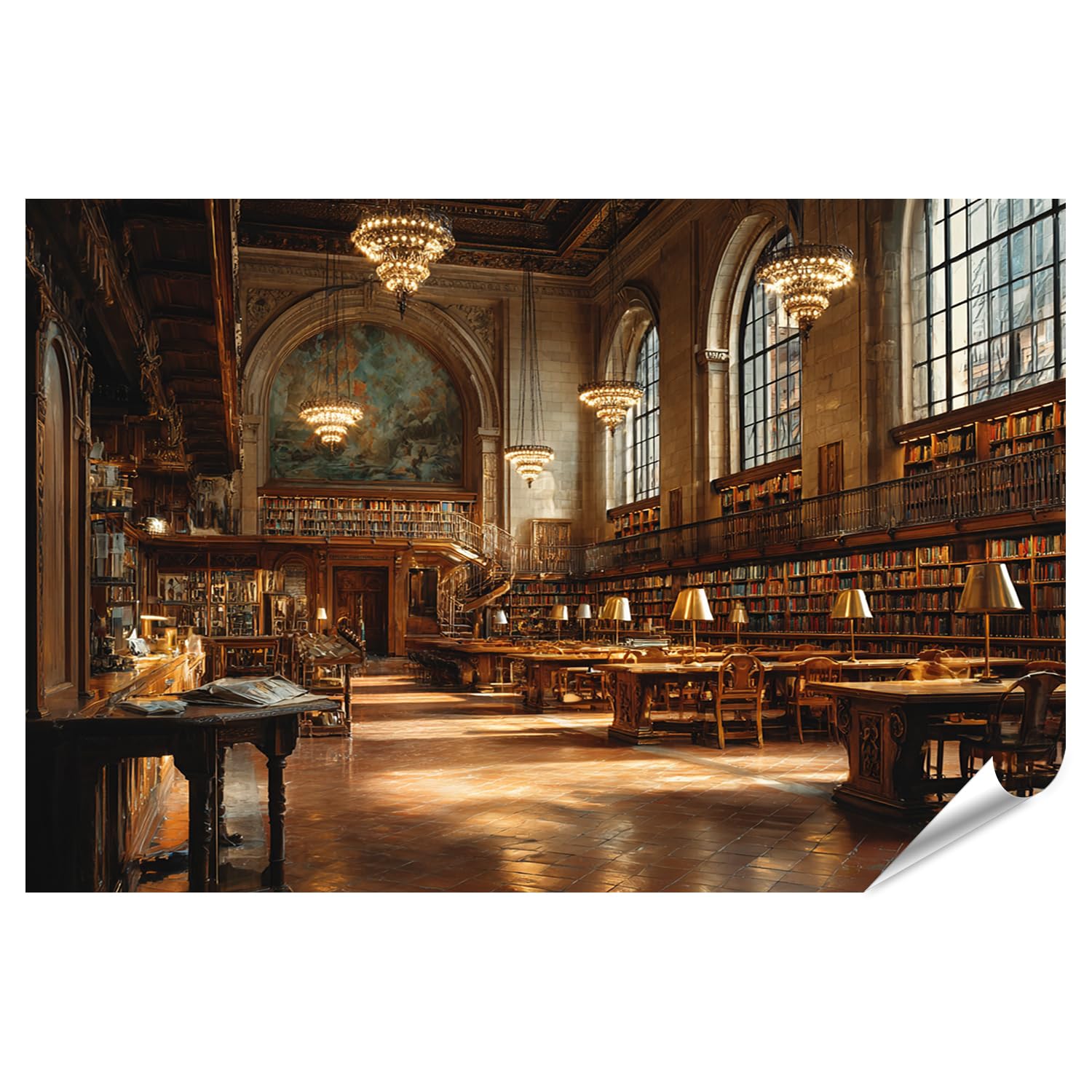 islandburner Poster vintage de qualité supérieure pour intérieur de bibliothèque avec lumière chaude et atmosphère harmonieuse - Grand format - Édition K1