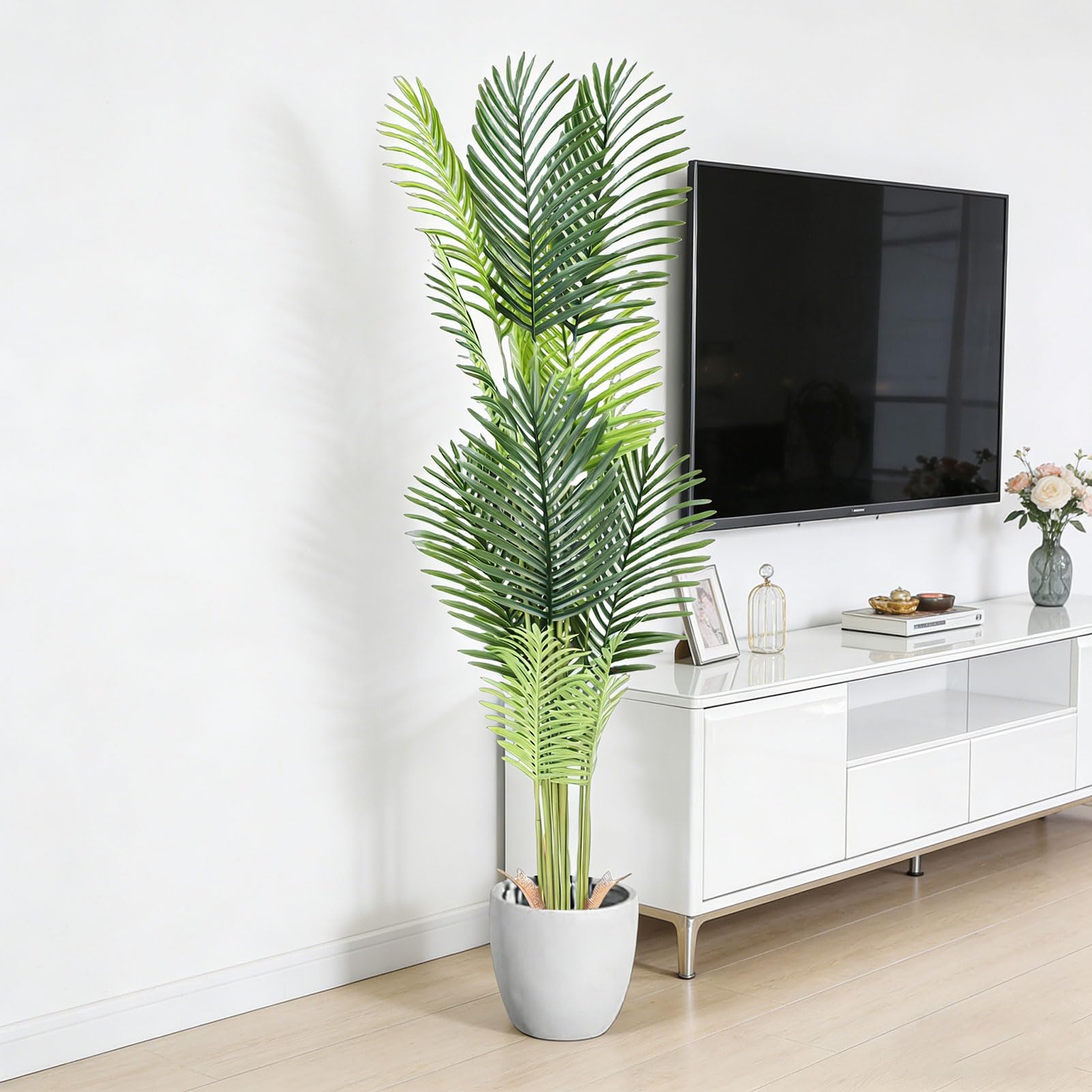 Palma artificiale in plastica, finta pianta tropicale realistica, decorazione perfetta per la casa e l'ufficio per gli amanti della natura (1,2 m)