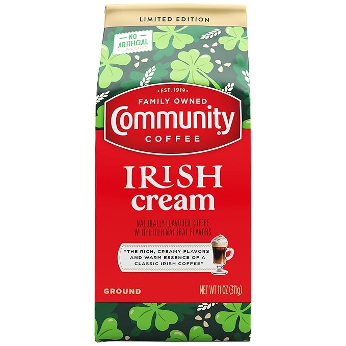 Community Coffee Irish Cream Flavored Ground Coffee, Medium Roast, 11