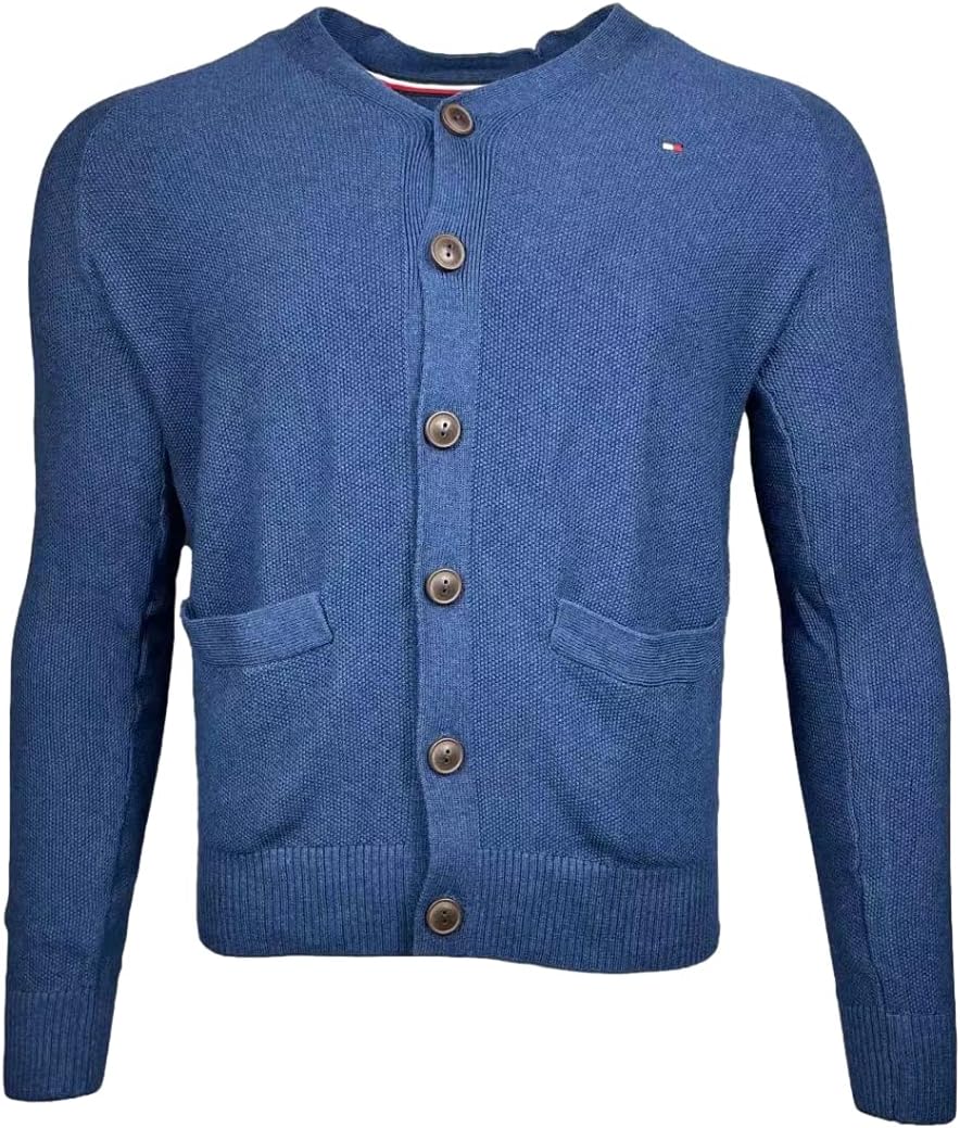 Tommy Hilfiger Mens Buttondown Knit Cardigan Sweater (X-Large, Faded Royal)