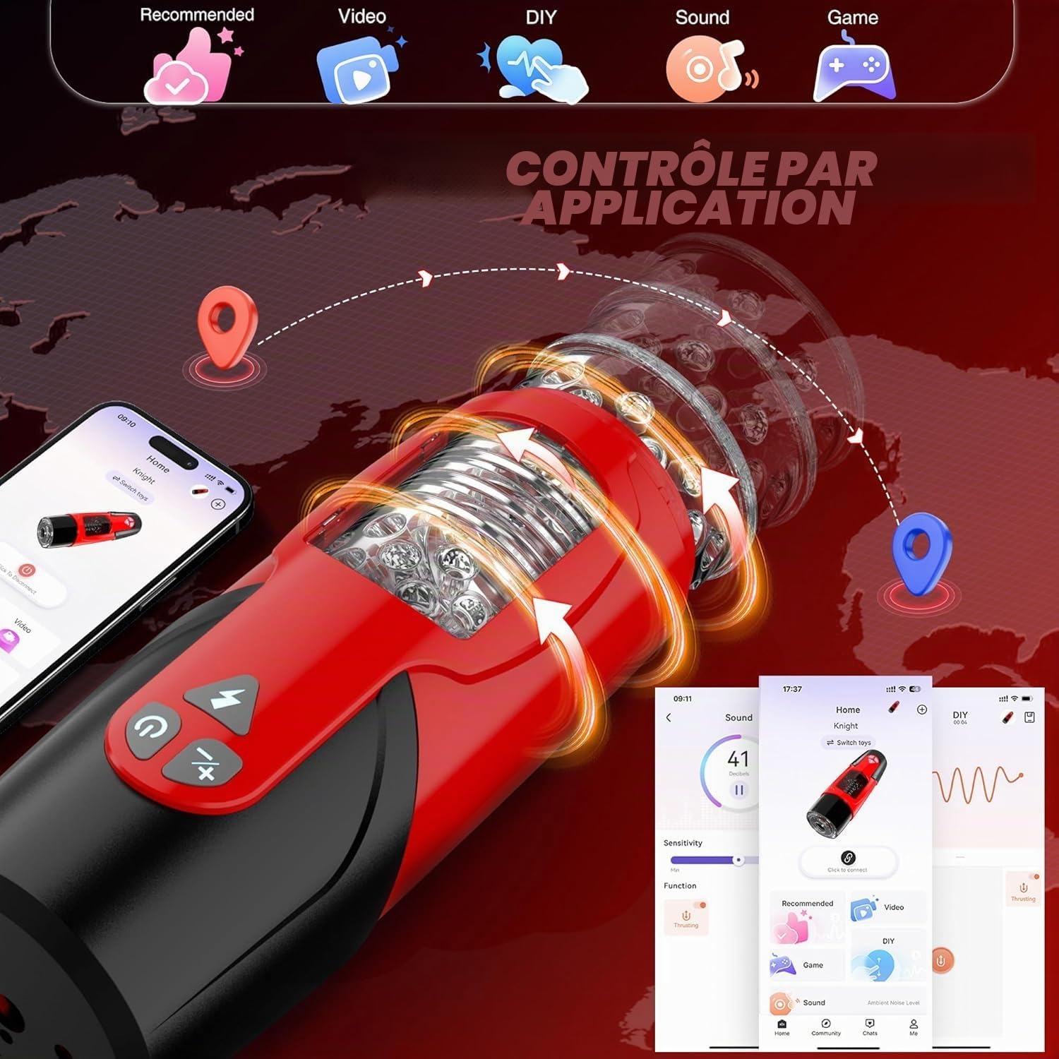 Masturbeuse Homme Sex Toys, Masturbateurs Masculins Mains Libres avec 7 Modes Télescopiques et Rotations, Sextoyse Homme Sex Masturbateur Homme
